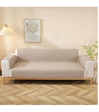 Btf Home Polyester Kapitoneli Jakarlı Süngersiz Su Geçirmez Bej Tekli Koltuk Örtüsü 180x180 cm