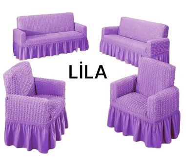 Furkanticaret Polyester Bürümcük-Likralı Süngersiz Kapitone Giydirmeli Gri Üçlü Koltuk Örtüsü 180x230 cm