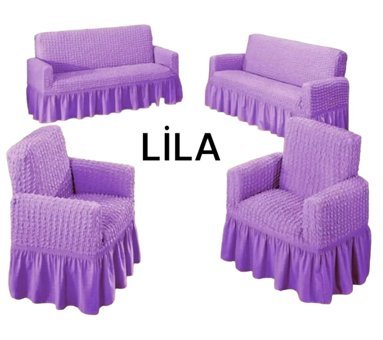 Furkanticaret Polyester Bürümcük-Likralı Süngersiz Kapitone Giydirmeli Gri Üçlü Koltuk Örtüsü 180x230 cm