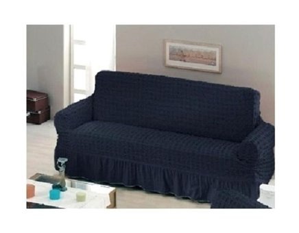 Mandaş Polyester Bürümcük Fırfırlı Süngersiz Kareli Giydirmeli Gri Tekli Koltuk Örtüsü