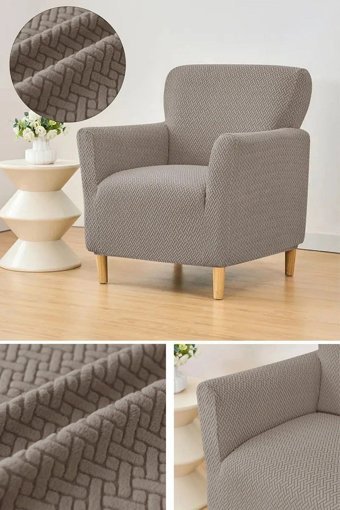 Akyol Home Pamuklu - Polyester Süngersiz Petek Desenli Giydirmeli Lastikli Kahverengi Tekli Koltuk Örtüsü 60x80 cm