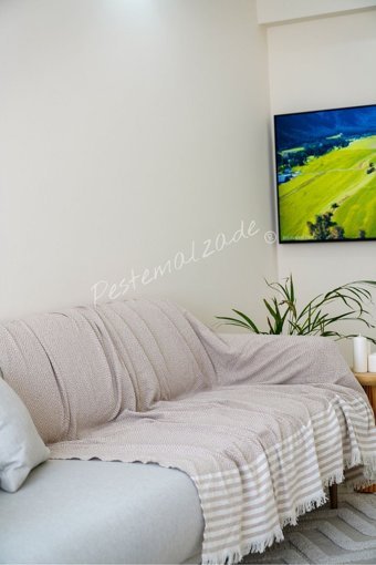 Vega Outdoor Tactical Pamuklu Polar Saçaklı Süngersiz Geometrik Desenli Kahverengi Tekli Koltuk Örtüsü 170x200 cm