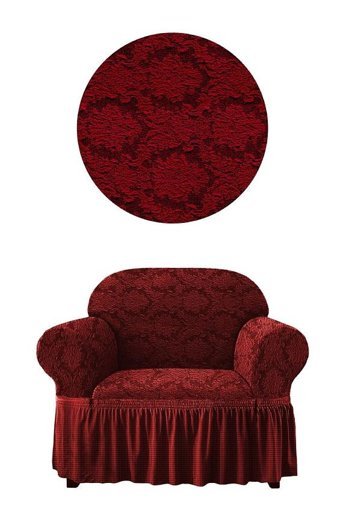 Elgeyar Polyester Likralı Jakarlı Süngersiz Giydirmeli Bordo Tekli Koltuk Örtüsü 70x110 cm