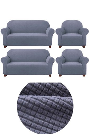 Ensari Karaoğlu Polyester Likralı Jakarlı Süngersiz Armürlü Giydirmeli Gri Sekizli Koltuk Örtüsü 180x230 cm