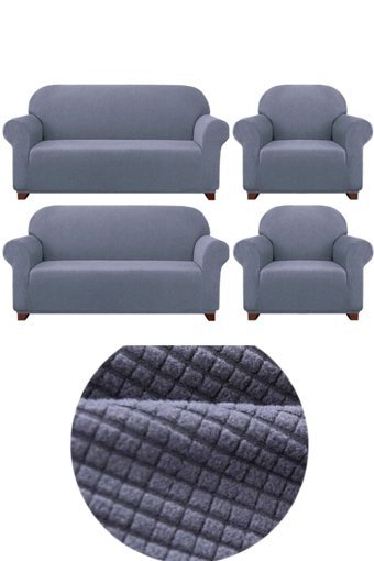 Ensari Karaoğlu Polyester Likralı Jakarlı Süngersiz Armürlü Giydirmeli Gri Sekizli Koltuk Örtüsü 180x230 cm