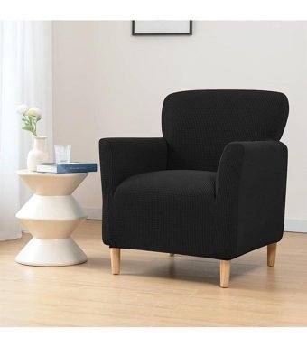 Özmakan Pamuklu - Polyester Likralı Jakarlı Süngersiz Petek Desenli Giydirmeli Siyah Tekli Koltuk Örtüsü 80x120 cm