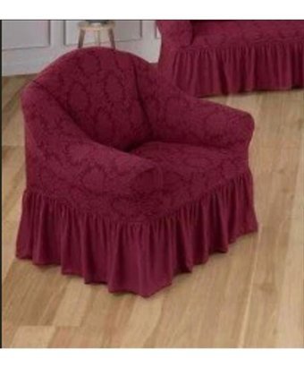 Uy Style Tekstil Pamuklu - Polyester Likralı Drapeli Süngerli Düz Giydirmeli Bordo Tekli Koltuk Örtüsü 75x115 cm