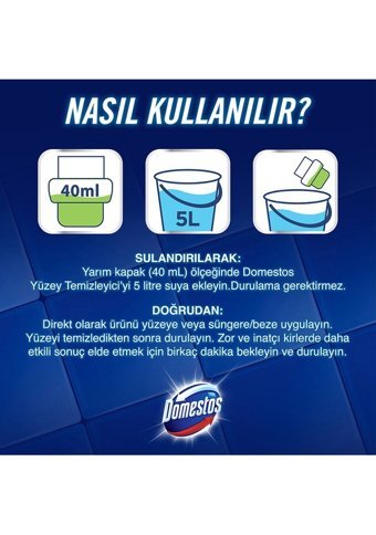 Domestos Çam Kokulu Çamaşır Sulu Yüzey Temizleyici 1.5 lt + Domestos Okyanus Köpük Çamaşır Suyu 2x450 ml