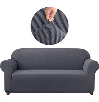 Elgeyar Polyester Likralı Jakarlı Süngersiz Armürlü Giydirmeli Gri Üçlü Koltuk Örtüsü 180x230 cm