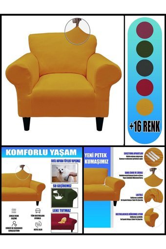 Kılıfsan Pamuklu - Polyester Süngersiz Petek Desenli Su Geçirmez Bej Tekli Koltuk Örtüsü 140 cm