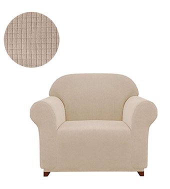Elgeyar Polyester Likralı Jakarlı Süngersiz Armürlü Giydirmeli Kahverengi Tekli Koltuk Örtüsü 75x115 cm