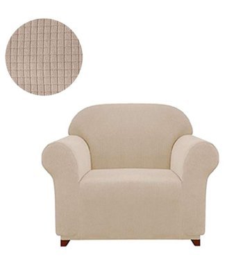 Elgeyar Polyester Likralı Jakarlı Süngersiz Armürlü Giydirmeli Kahverengi Tekli Koltuk Örtüsü 75x115 cm