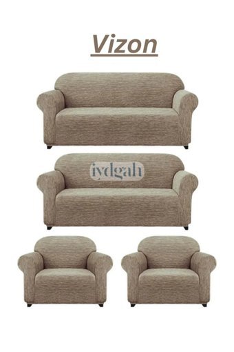 Iydgah Likralı Jakarlı Süngersiz Kırçıllı Giydirmeli Krem 3-3-1-1 Koltuk Örtüsü 180x230 cm