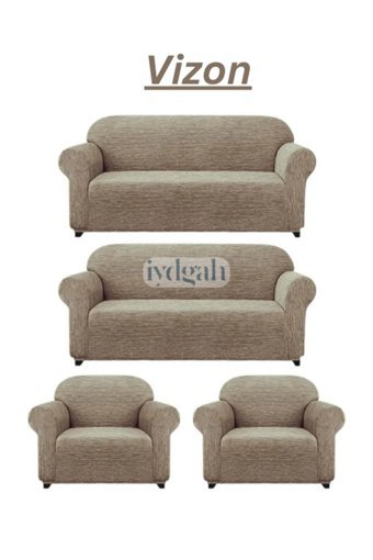Iydgah Likralı Jakarlı Süngersiz Kırçıllı Giydirmeli Krem 3-3-1-1 Koltuk Örtüsü 180x230 cm