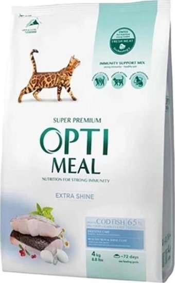Optimeal Extra Shine Morina Balığı Yetişkin Kuru Kedi Maması 4 kg