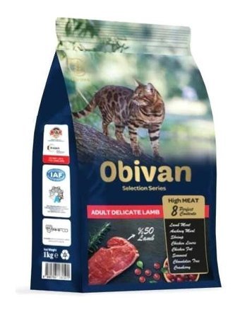 Obivan Low Grain Delicate Kuzu Etli Az Tahıllı Yetişkin Kuru Kedi Maması 10x1 kg