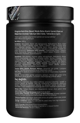 Kingsize Beast Mode Kırmızı Meyveli Protein Tozu 1 Kg