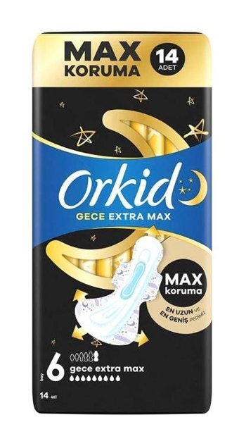 Orkid Gece Ekstra Max İnce 14'lü Hijyenik Ped 1 Adet