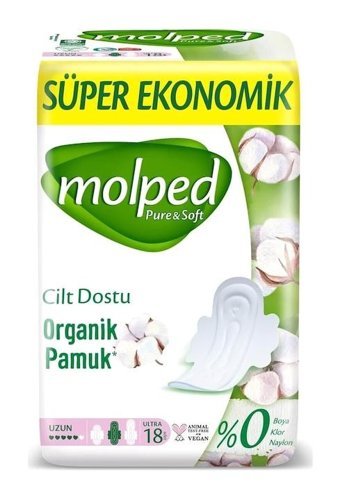 Molped Pure & Soft Organik Antialerjik Orta 18'li Hijyenik Ped 1 Adet