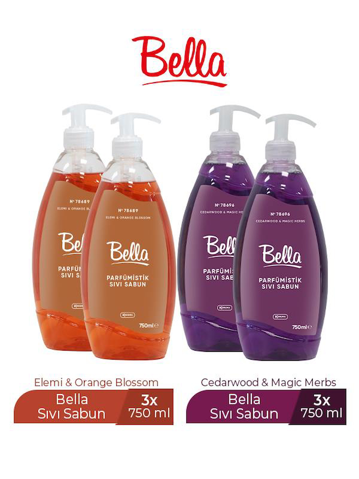 Bella Cedar & Magic Karışık Alkolsüz Nemlendiricili 4'lü 750 ml Sıvı Sabun