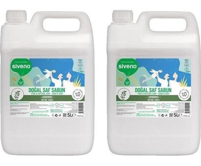 Siveno Defne Yağlı Alkolsüz Organik Nemlendiricili Parabensiz Vegan 2'li 5 lt Sıvı Sabun