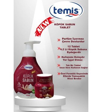 Temis Tablet Köpük Sabun Hediyeli Bitki Özü 2'li 4.2 lt Sıvı Sabun
