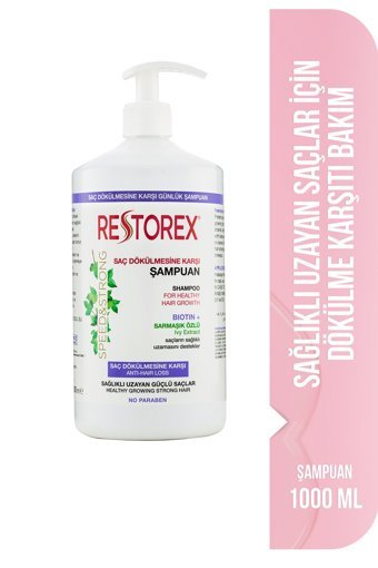 Restorex Saç Dökülmesine Karşı Düz Saçlar İçin Parabensiz Kremsiz Şampuan Unisex Şampuanı 1000 ml
