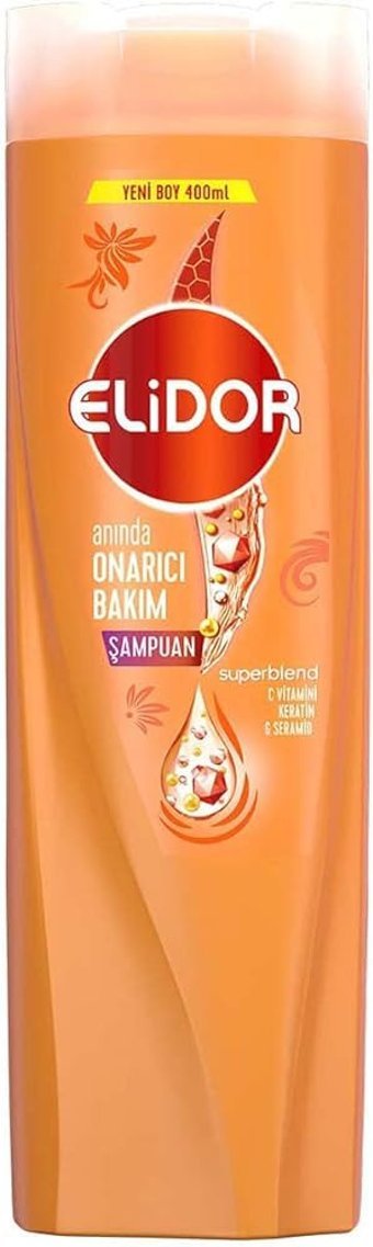 Elidor Onarıcı İnce Telli Düz Saçlar İçin Keratin C Vitamini Kremsiz Şampuan Unisex Şampuanı 650 ml