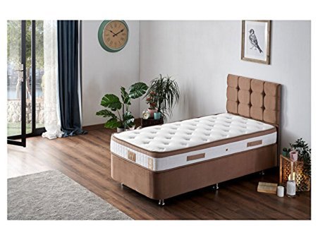 Niron Latte 100x200 cm Başlıklı Yataklı Sandıklı Tek Kişilik Baza Seti Kahverengi