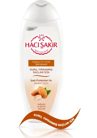 Hacı Şakir Arındırıcı Kuru Düz Saçlar İçin Badem Parabensiz Kremli Şampuan Unisex Şampuanı 500 ml