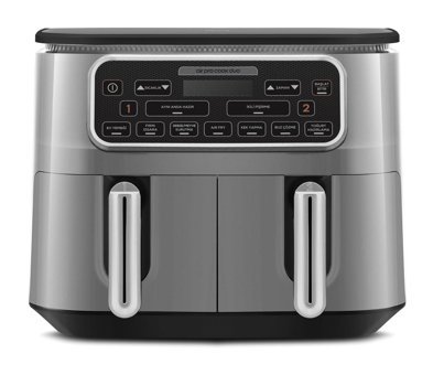 Karaca Air Pro Cook Duo Köz XXXL Airfryer 8 lt Çift Gözlü Yağsız Gri Sıcak Hava Fritözü