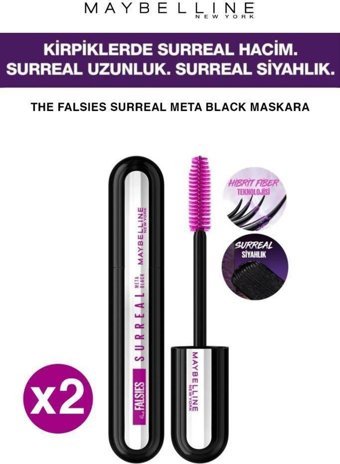 Maybelline New York Surreal 2'li Uzunluk Veren Lifting Etkili Suya Dayanıklı Siyah Maskara
