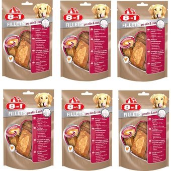 8in1 Fillets Pro Skin & Coat Keten Tohumu Tüm Irklar Yetişkin Köpek Ödül Maması 6x80 gr