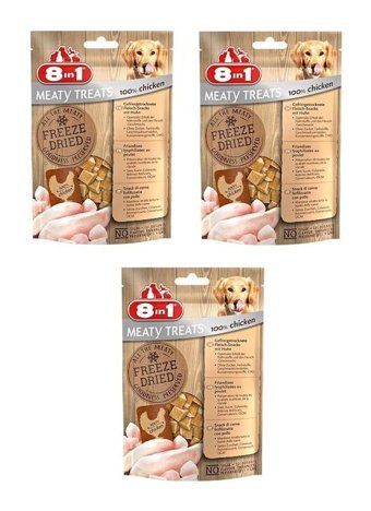 8in1 Freeze Dried Tavuk Tüm Irklar Yetişkin Köpek Ödül Maması 3x50 gr