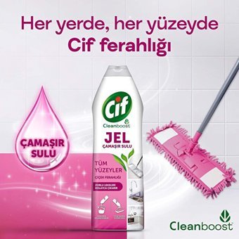 Cif Cleanboost Çamaşır Sulu Jel Çiçek Ferahlığı Yüzey Temizleyici 750 ml