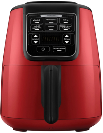 Karaca Air Pro Cook Köz XL Airfryer 4 lt Tek Hazneli Izgara Yapan Led Ekranlı Sıcak Hava Fritözü Kırmızı