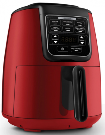 Karaca Air Pro Cook Köz XL Airfryer 4 lt Tek Hazneli Izgara Yapan Led Ekranlı Sıcak Hava Fritözü Kırmızı