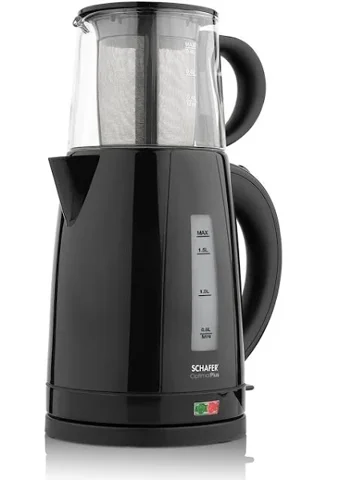 Schafer Optimal Plus Çelik Demlikli 1800 W Çelik Siyah Vintage Çay Makinesi