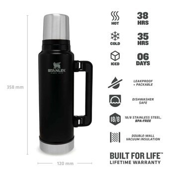 Stanley Klasik Legendary Paslanmaz Çelik 1.4 lt Outdoor Termos Siyah
