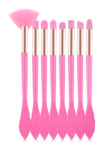 Mujgan Silindir Kutulu Pembe 8'li Allık Eyeliner Far Makyaj Fırçası Seti
