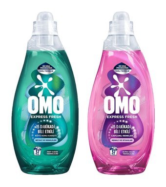 Omo Express Fresh Kötü Koku Karşıtı 1480 ml + Omo Express Fresh Capcanlı Renkler 1480 ml Sıvı Detarjan