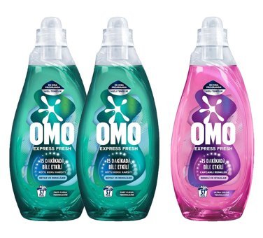 Omo Express Fresh Kötü Koku Karşıtı 2x 1480 ml + Omo Express Fresh Capcanlı Renkler 1480 ml Sıvı Detarjan