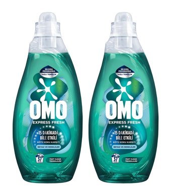 Omo Express Fresh Kötü Koku Karşıtı 37 Yıkama Beyaz Ve Renkliler Sıvı Deterjanı 2 x 1480 ml