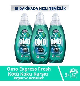 Omo Express Fresh Kötü Koku Karşıtı 37 Yıkama Beyaz Ve Renkliler Sıvı Deterjanı 3 x 1480 ml