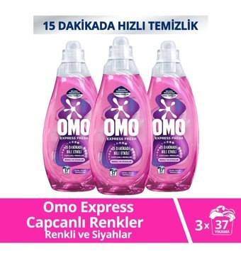 Omo Express Fresh Capcanlı Renkler 37 Yıkama Renkli Ve Siyahlar Sıvı Deterjanı 3 x 1480 ml