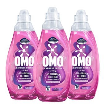 Omo Express Fresh Capcanlı Renkler 37 Yıkama Renkli Ve Siyahlar Sıvı Deterjanı 3 x 1480 ml