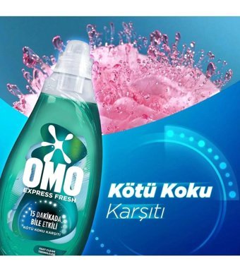 Omo Express Fresh Kötü Koku Karşıtı 37 Yıkama Beyaz Ve Renkliler Sıvı Deterjanı 4 x 1480 ml