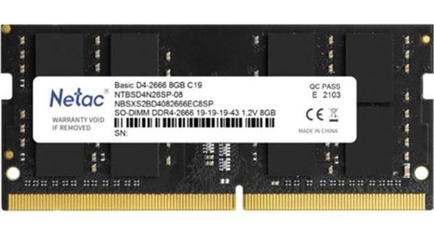 Netac Basic NTBSD4N26SP-08 8 GB DDR4 1x8 2666 MHz Ram