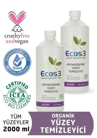 Ecos3 Organik Hipoalerjenik Yüzey Temizleyici 2x1 lt