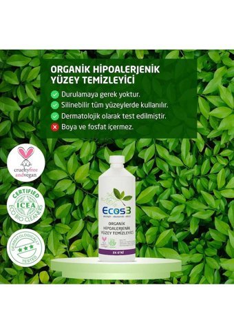 Ecos3 Organik Hipoalerjenik Yüzey Temizleyici 2x1 lt